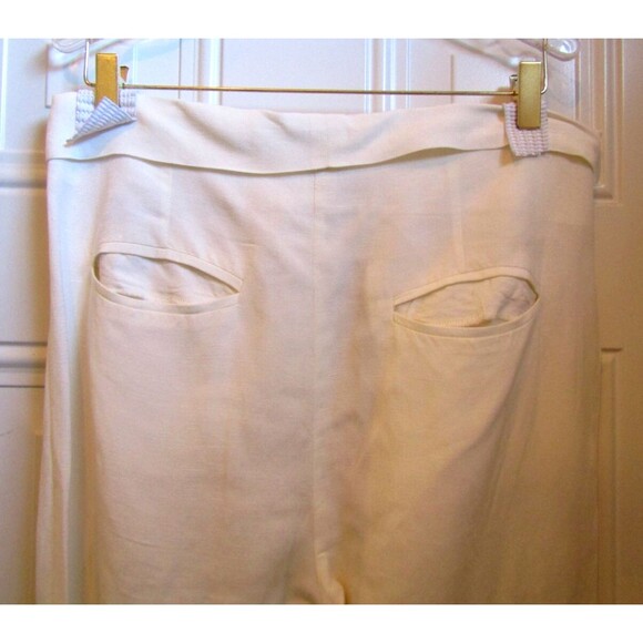 Catherine Gee Pants NWOT White Linen Silk Trousers Pleated Womens Size 6 - Picture 5 of 8
